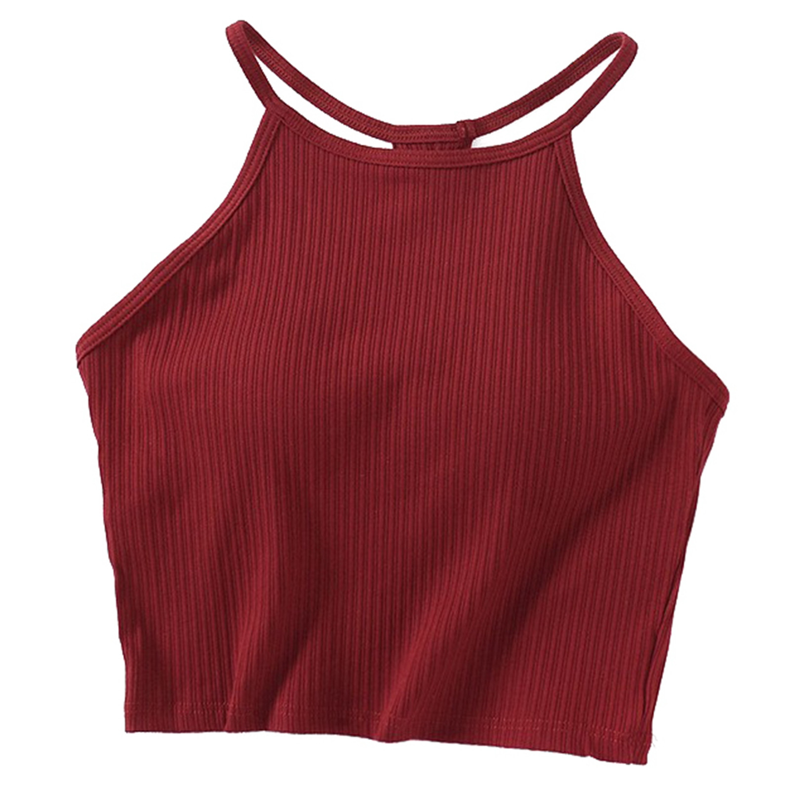 thumbnail image 1 of Camiseta sin mangas con hombreras de color liso para mujer - Sujetador de algodón con tirantes finos y cuello colgante, tallas S-XL, 1 of 4